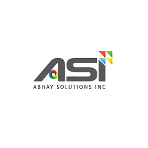 Logo of Abhay Solutions Inc (ASI) featuring stylized gray letters ASI with a multicolored swirl inside the A and three colored triangles over the I. The full company name is written below in uppercase gray letters.