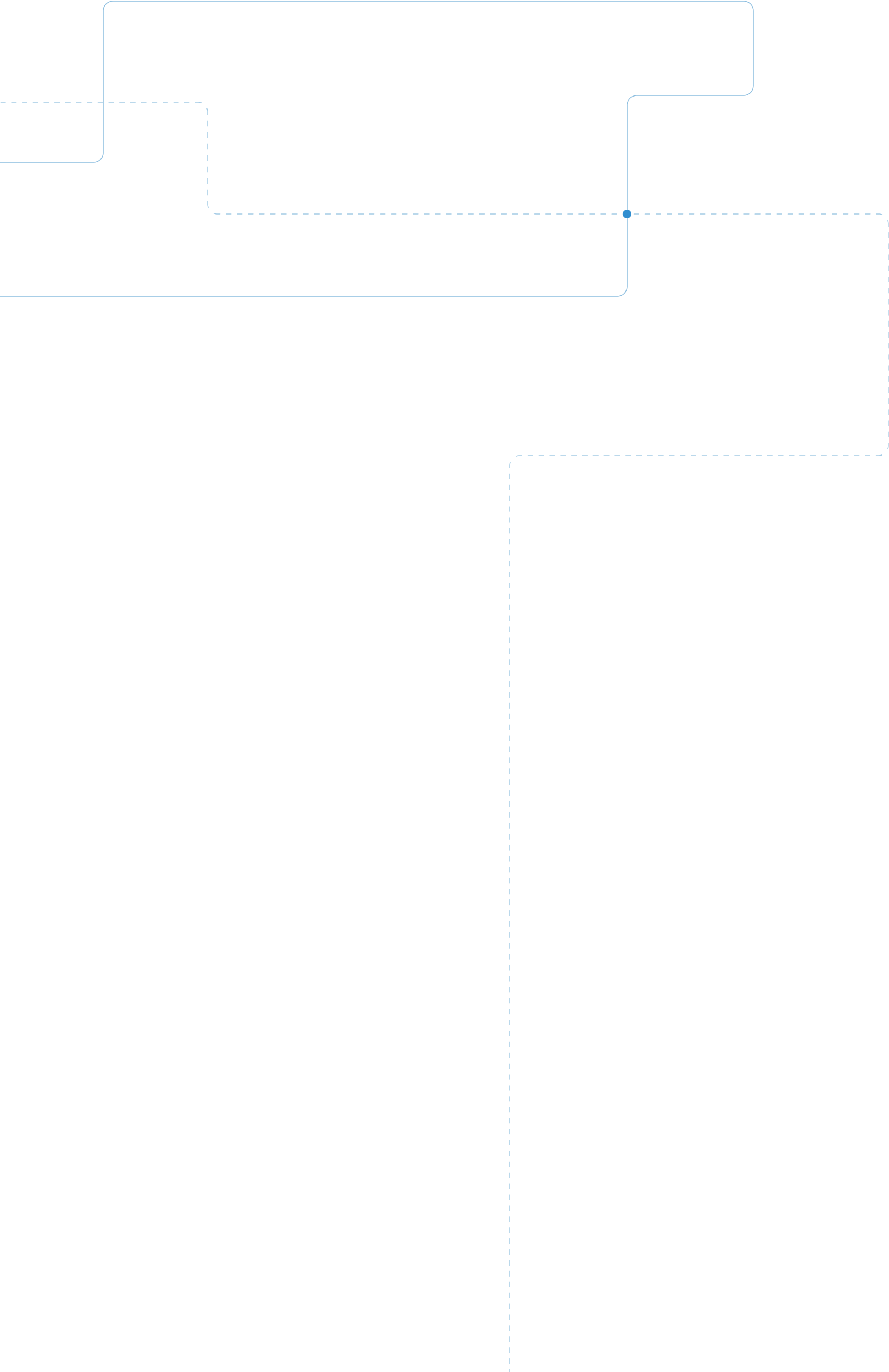 A black background with three thin, blue lines weaving across the space. The lines create a geometric, abstract pattern with smooth curves and angles, with each line intersecting at different points.