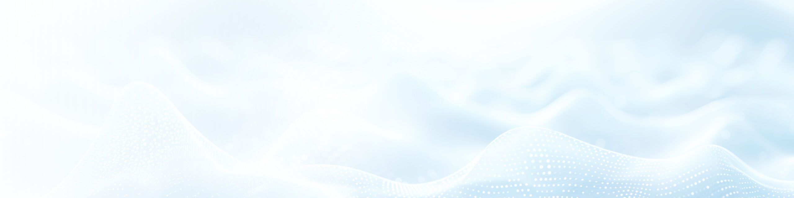 Abstract image featuring soft blue and white gradients with a series of wave-like patterns and small dots, resembling a digital or ethereal landscape. The overall effect is fluid and calming.